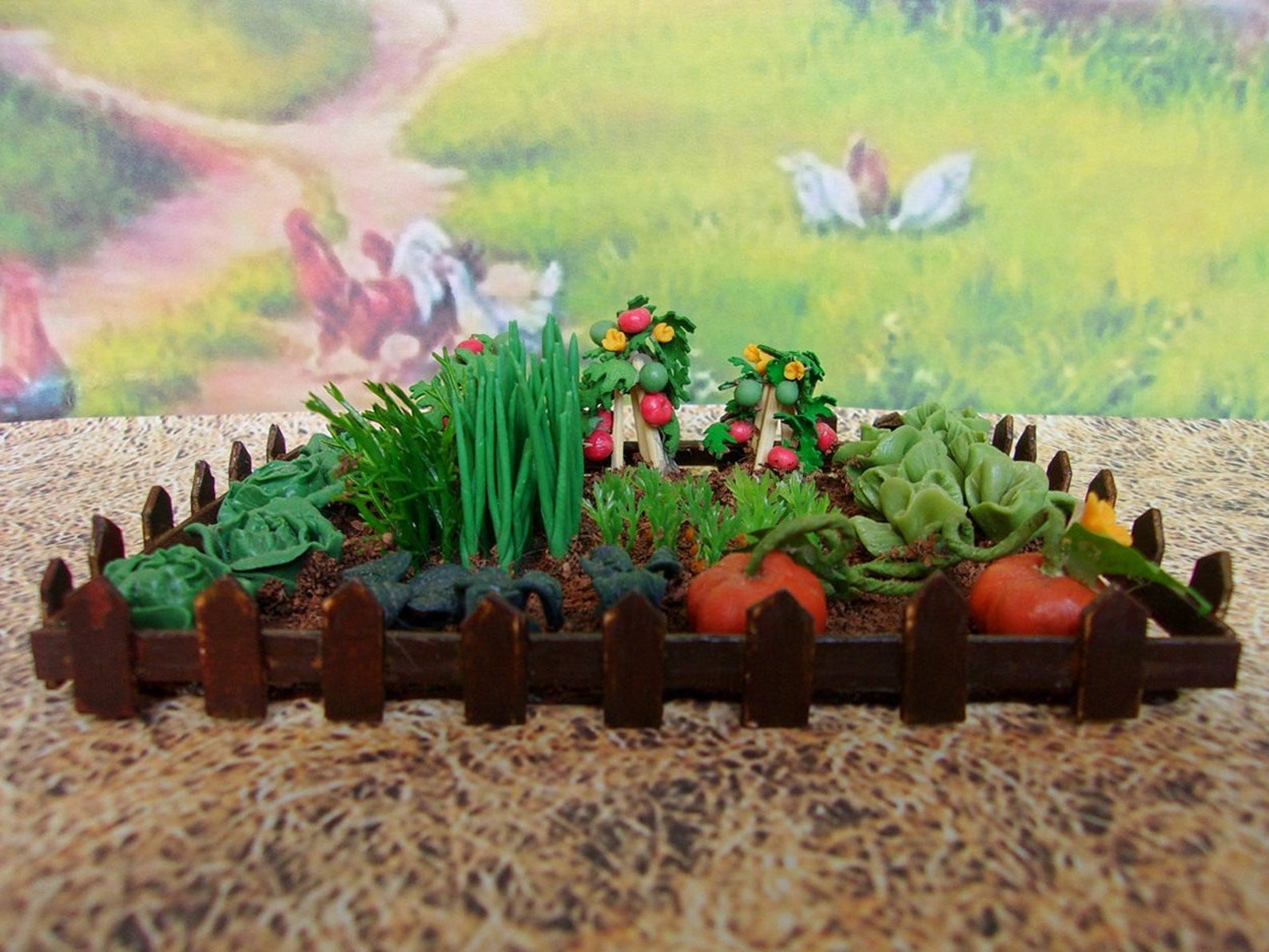 Vegetable garden. Dollhouse Landscape. Miniature Dollhouse. Etsy