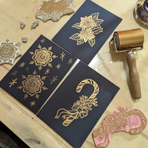 Tarjetas navideñas - Tarjetas temáticas navideñas talladas en relieve impresas a mano