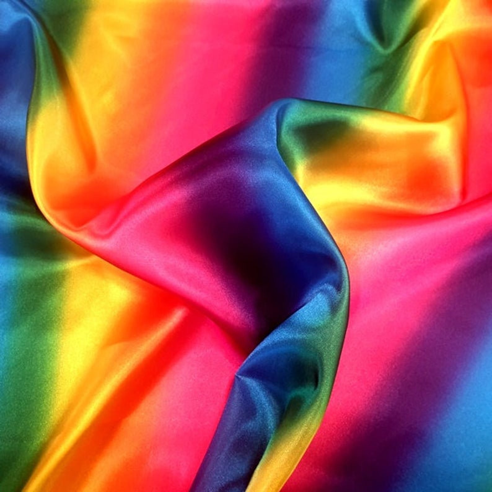 Rainbow Satin Fabric Bright Gradient Ombre Coloured | Etsy