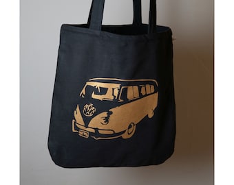 No-hipster bag, REBIRTH (upcycling)-black edition, double-layered cotton bag