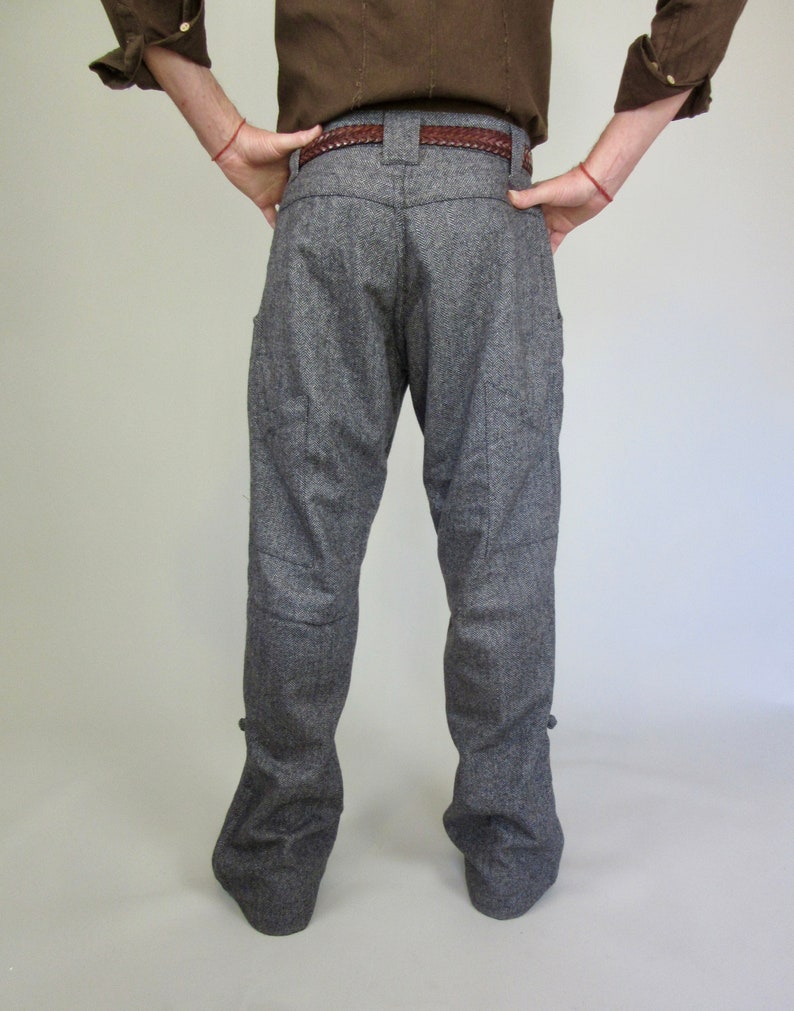 Grey Wool Herringbone Tweed Mens Trousers - Etsy