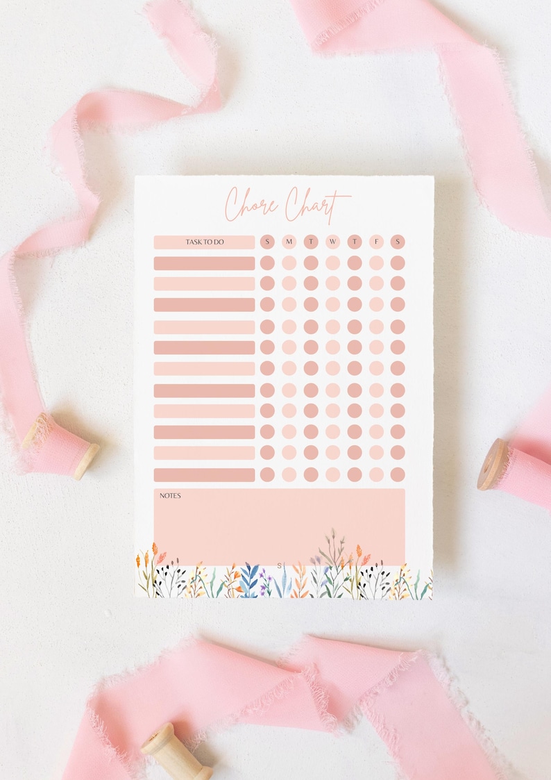 Trendy Girly Chore Chart, Adult Chore Chart, Digital Download ...