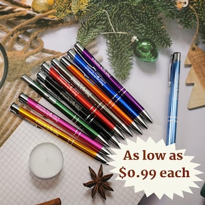 May include: A selection of multi-coloured pens with silver detailing, displayed on a white surface. The pens are in various colours, including purple, orange, and green. Text on the pens reads "Thank you for including us in 2023".