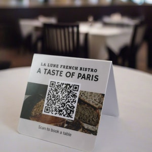 QR code Menu stand table tent tabletop sign Touchless Easy wipe Connect WIFI QR Salon Sign Digital Menu payment sign Social Media