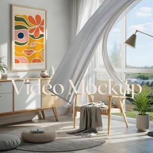 Frame Video Mockup | Customizable Canvas Smart Mockup | Modern Home Decor | Animated Display | Photoshop PSD Template | Minimalist style