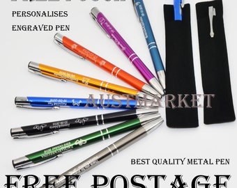 Custom Engraved Personalized Metal Pens wedding school gift Business Bombardier free pouches