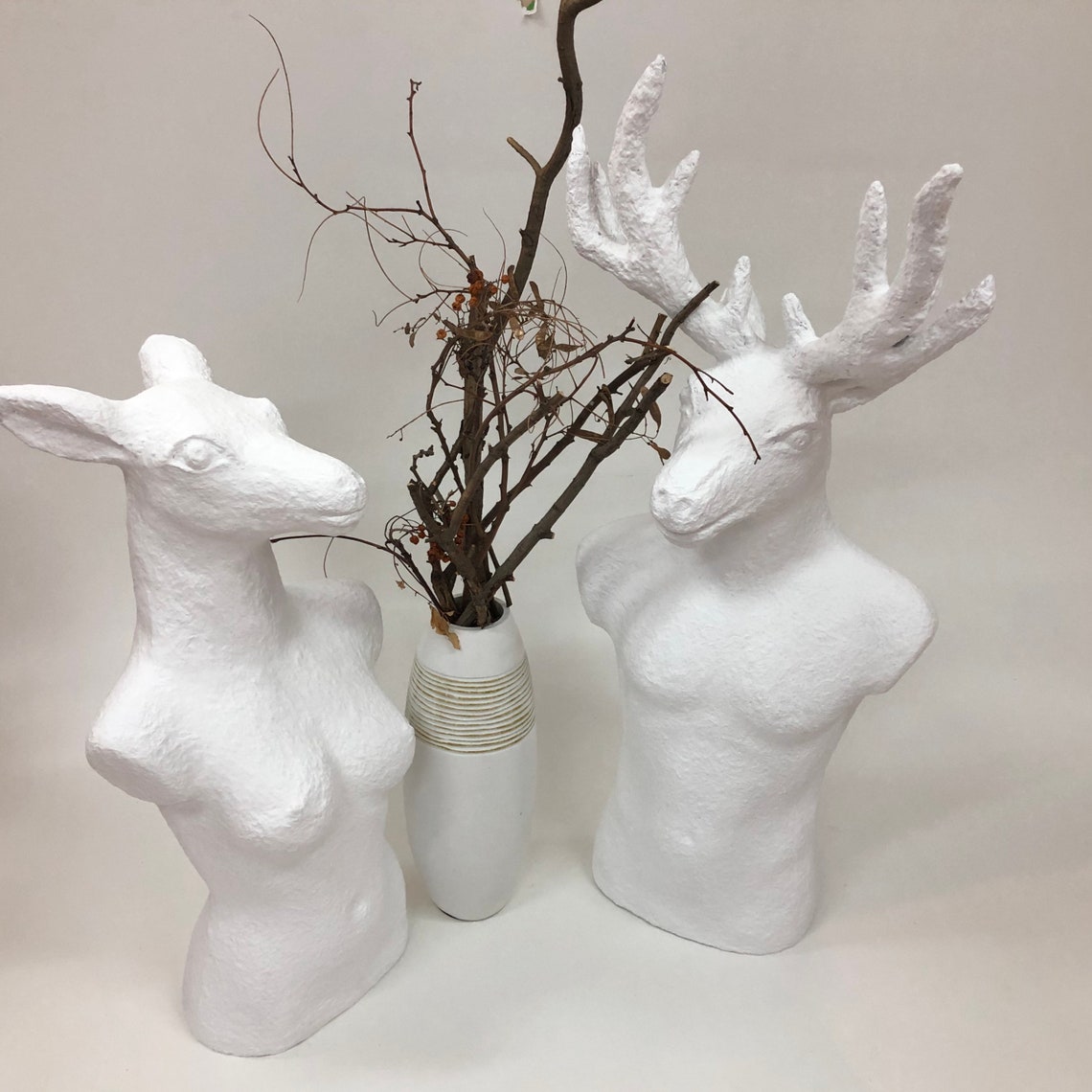 Papier Mache Deer Mannequins Desk Busts Floor Deer Etsy