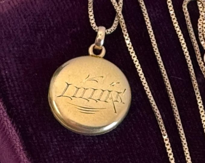 Vintage Round Gold Filled Locket Engraved “LILLIAN” - Small 2 Photo Pendant on 14K GF Chain w/ EAC hallmark - Retro Antique Estate Jewelry
