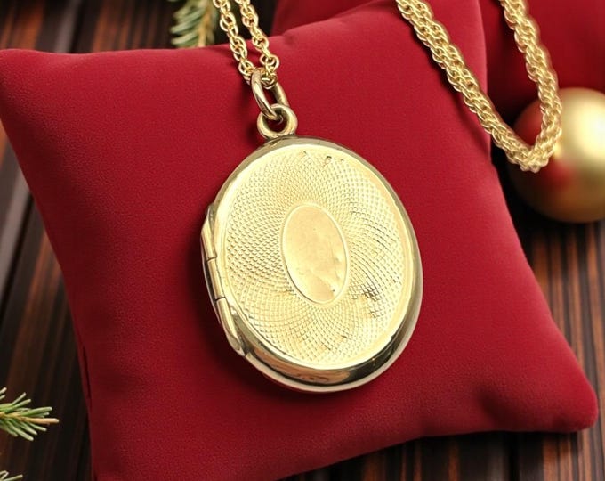 Victorian Mourning Locket Necklace - Antique Gold Filled, "Gud Med Dig"