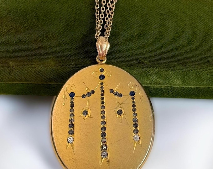 Antique Gold Filled Locket: Art Nouveau Paste Stone Monogram, W&H Co.