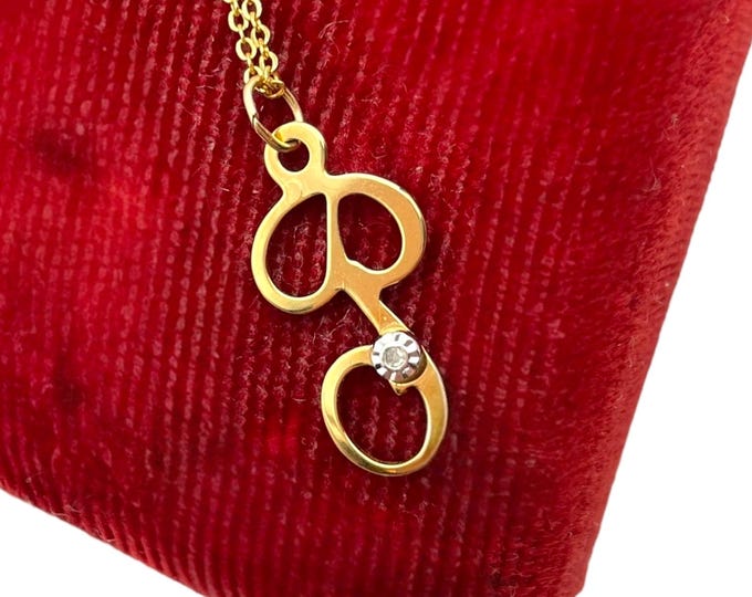 Vintage 10K Yellow Gold Diamond Letter "P" Pendant – 14K GF Chain