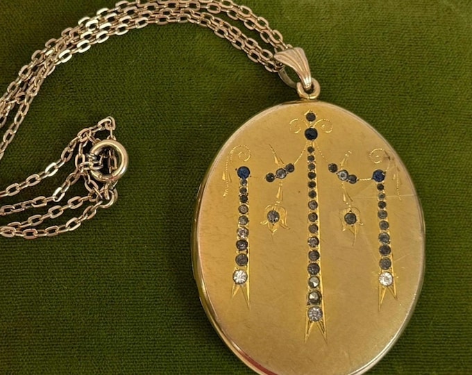 Antique Gold Filled Locket: Art Nouveau Paste Stone Monogram, W&H Co.