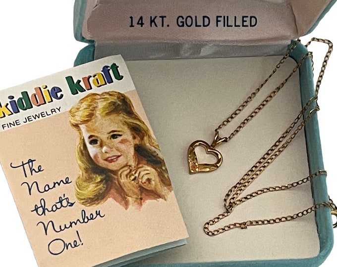 Vintage 14K Gold Filled Child’s Heart Pendant Necklace - Marathon Company Kiddie Craft Mid century Retro Era - Gift for Girl Child in Box