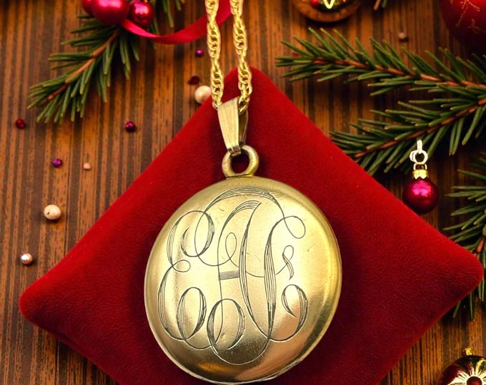 Antique Edwardian Gold Filled Locket Necklace -  Monogram, W&SB Hallmark