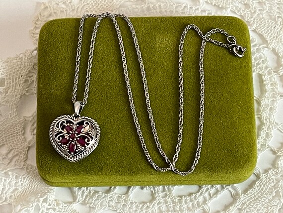 Vintage Sterling Silver & Ruby w/ Diamonds Openwo… - image 4