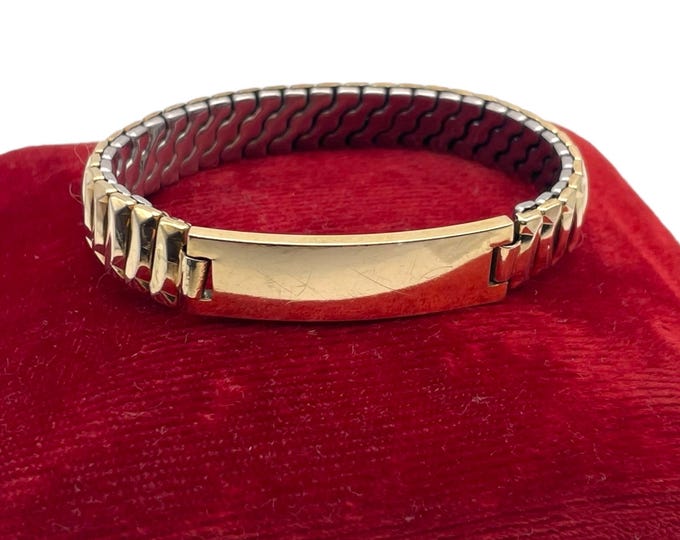 Vintage Expansion ID Bracelet - Retro 10K Gold Filled Expanding Stretch Link Hallmark Elco - Circa 1950s Statement Fashion Accessory Jewelry