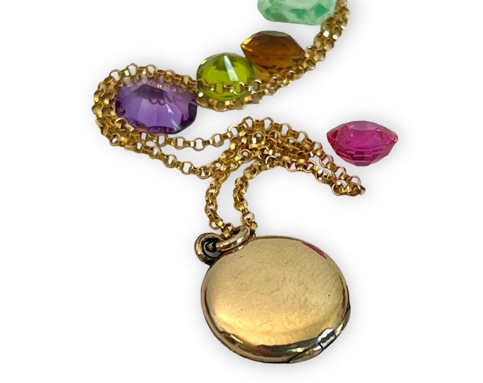 Vintage Gold Filled A&Z Locket on 14K GF Rolo Chain - Tiny Petite Round 2 Photo Small Pendant - Hallmarked Estate Jewelry ca Early 1900s
