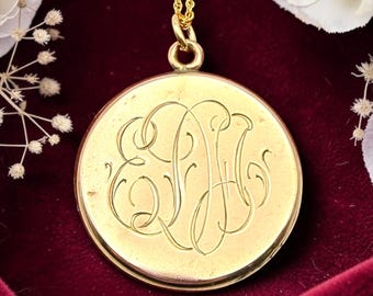 Antique Gold Filled Locket Necklace, Monogrammed EDA Photo Pendant, W&H Hallmark