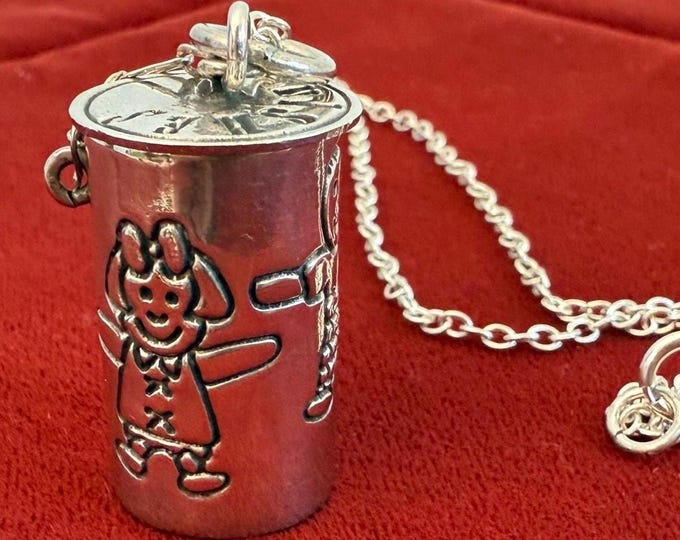 925 Sterling Silver Wishes Locket Box Cylinder, Mexico Pendant Necklace 18" Silver Chain