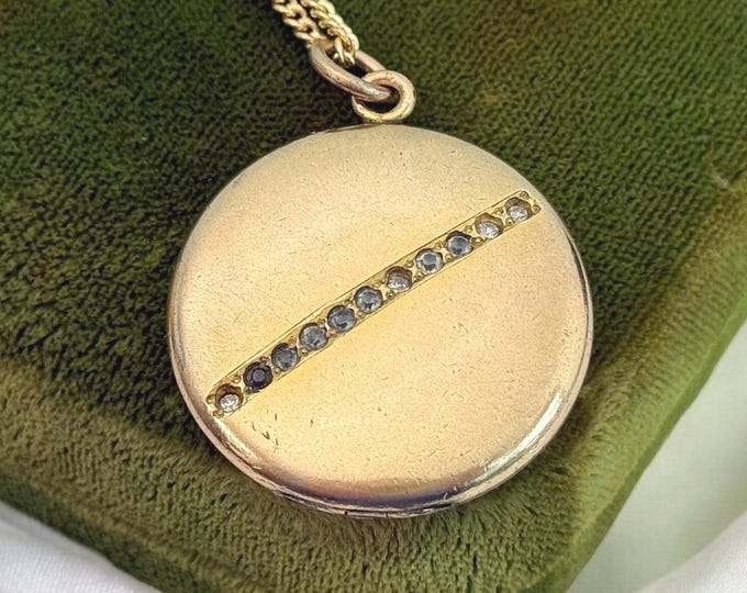 Vintage Gold Filled Locket, Paste Gems, 14K GF Chain, W&H