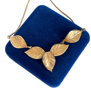 Collana vintage con foglie Van Dell in oro 12K GF Leaves Collectors Bigiotteria Collana MCM Statement Regalo moderno di metà secolo per lei immagine 3