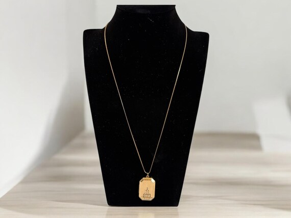 Vintage Gold Filled Locket Necklace: Art Deco Mon… - image 3