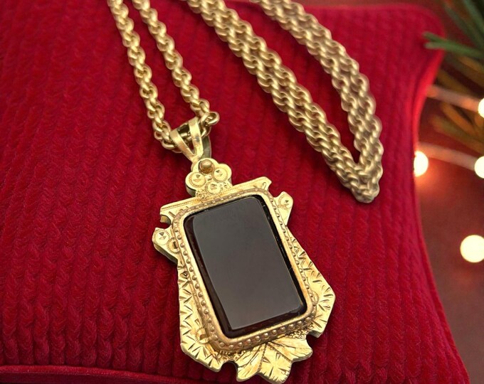 Victorian Gold Filled Carnelian Fob Pendant – Antique Reversible Necklace