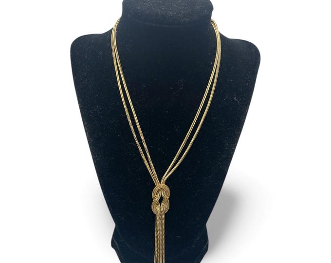 Vintage 12K GF Knot Tassel Necklace – 1990s Minimalist Choker