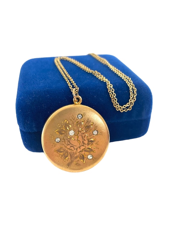 Antique Gold Filled Round Locket Necklace - RBM Li