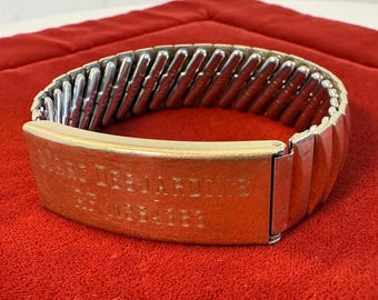 Vintage Gold Filled Locket ID Bracelet w/ Expansion Band - Mid Century Flex-Let