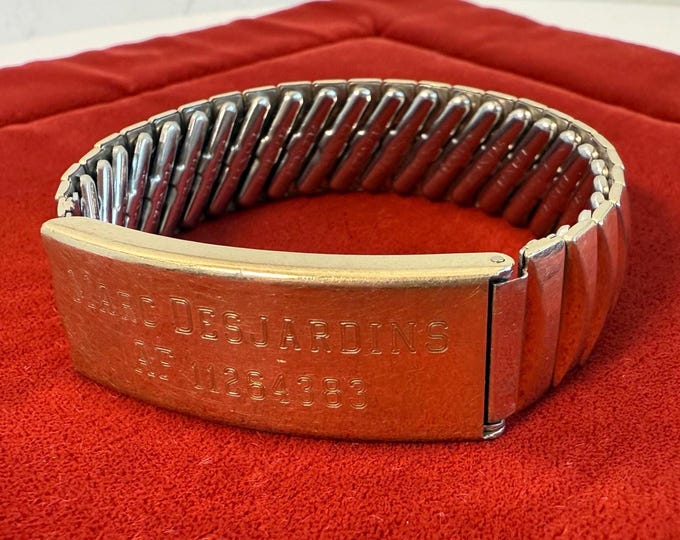 Vintage Gold Filled Locket ID Bracelet w/ Expansion Band - Mid Century Flex-Let