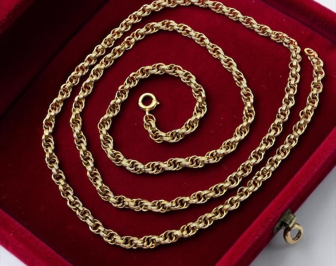 Vintage 12K Gold Filled Rolo Chain Necklace: Binder Brothers, 24 Inch Matinee Length