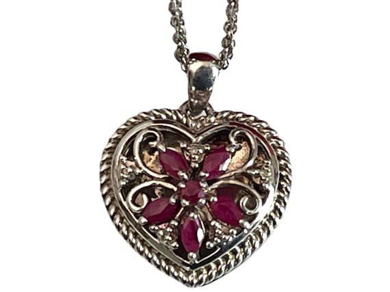 Vintage Sterling Silver & Ruby w/ Diamonds Openwo… - image 10