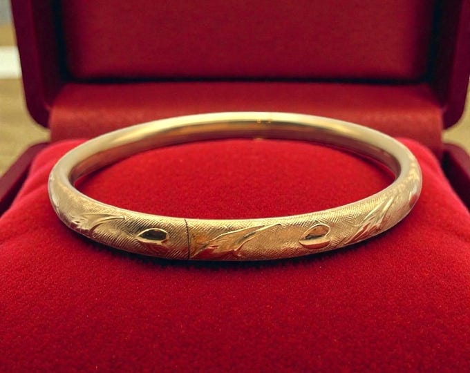 Vintage Kiddie Kraft 14K Gold Filled Heart Bangle Bracelet - Small Girl Children's Bracelet