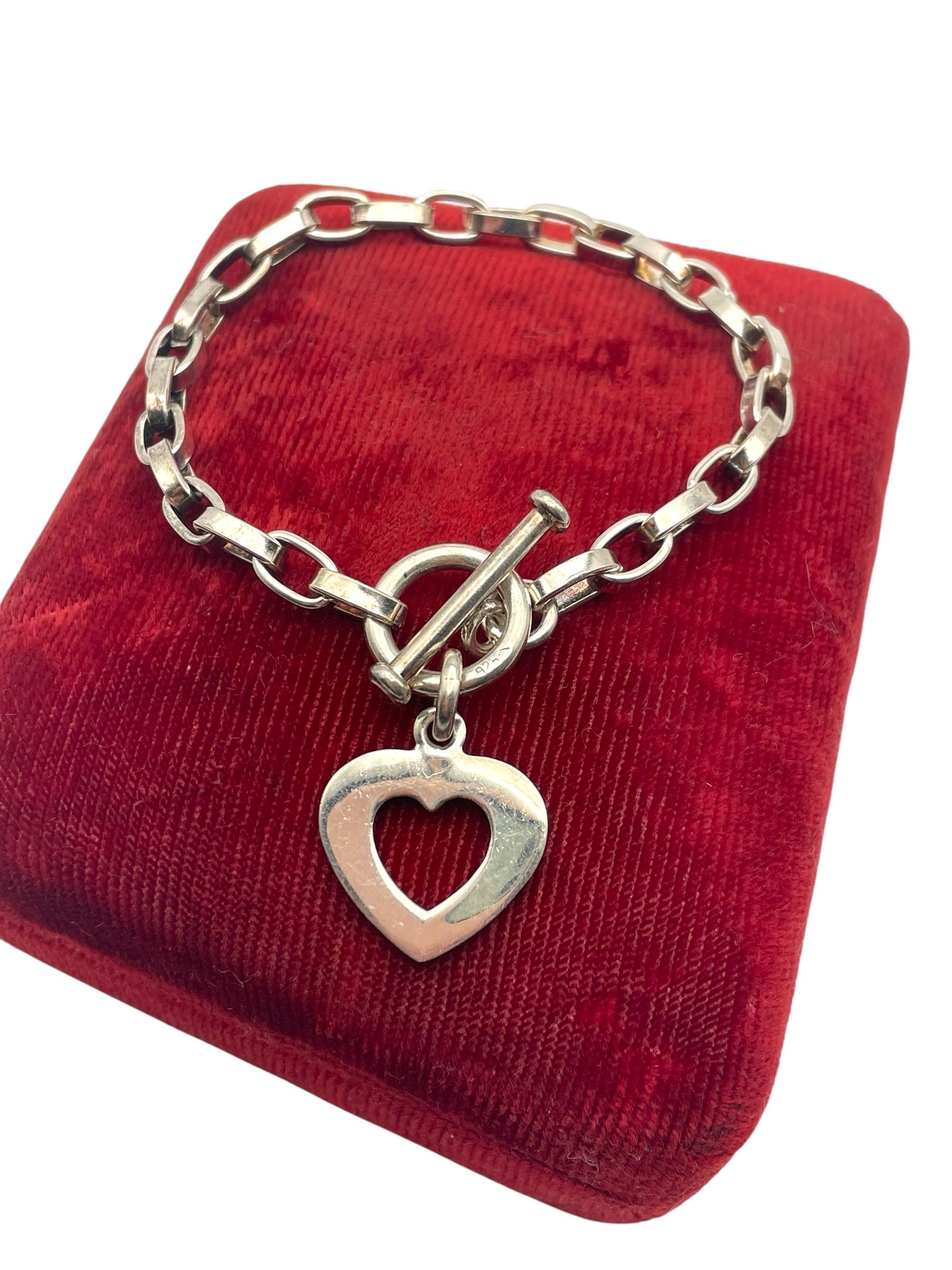 Silpada Sterling Silver Bracelet - 925 Heart Cut Out Link  display picture 1