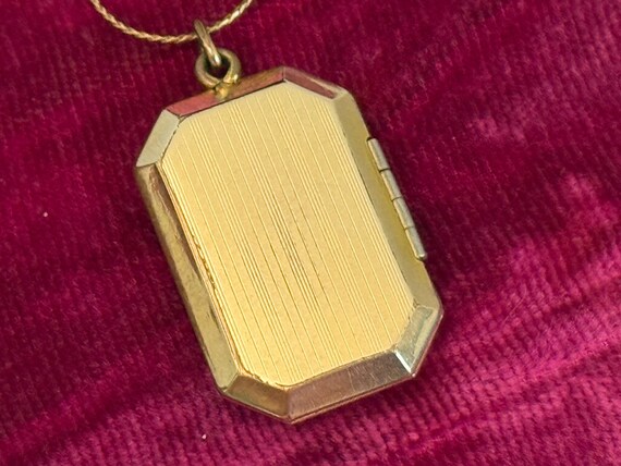 Vintage Gold Filled Locket Necklace: Art Deco Mon… - image 4