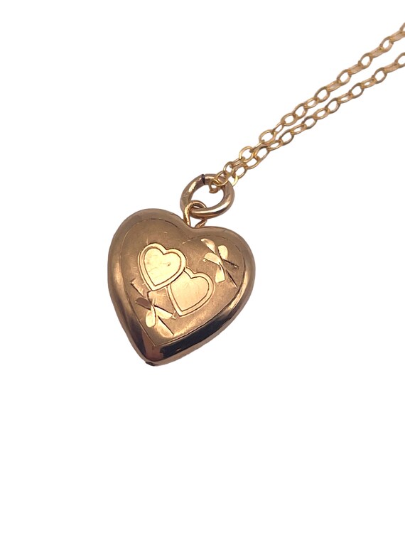 Vintage 14K Gold Filled Heart Locket Necklace - Pe