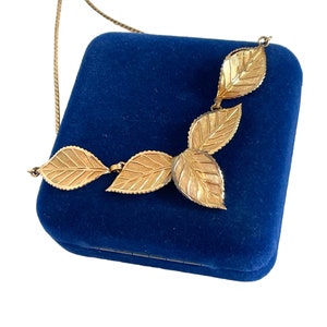 Collana vintage con foglie Van Dell in oro 12K GF Leaves Collectors Bigiotteria Collana MCM Statement Regalo moderno di metà secolo per lei immagine 4