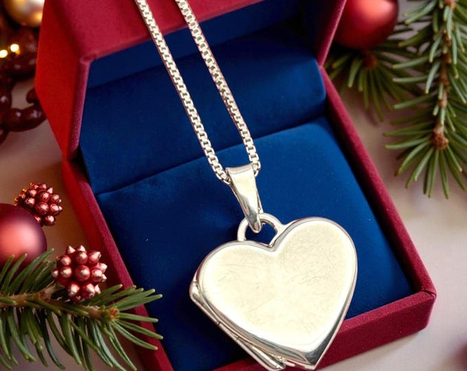 Vintage Sterling Silver Heart Locket Necklace – 925 Italian Chain, Photo Jewelry