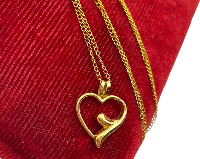 Vintage 14K Gold Filled PPC Open Heart Pendant Necklace - with GF Chain 1990s Jewelry - Gift for Woman Girl Mother Princess Pride Creations