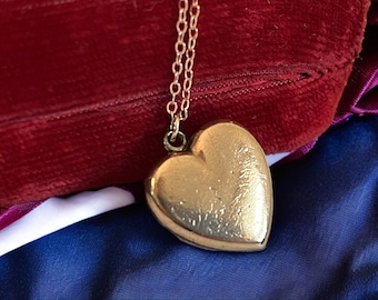 Vintage Rose Gold Filled Heart Locket on 14K Rose GF Chain - Retro Pendant Necklace - Estate Jewelry “Timeworn Treasure”