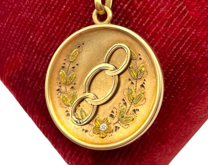 Vintage Gold Filled Locket Necklace: Art Deco Floral Pendant, 14K GF Chain