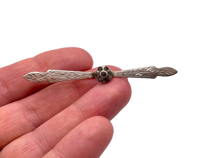 Silver Propeller Pin - Sweetheart Pin Sterling Silver with Paste Stones - Vintage Air Force - Art Deco Brooch Rhinestones Statement 1920s