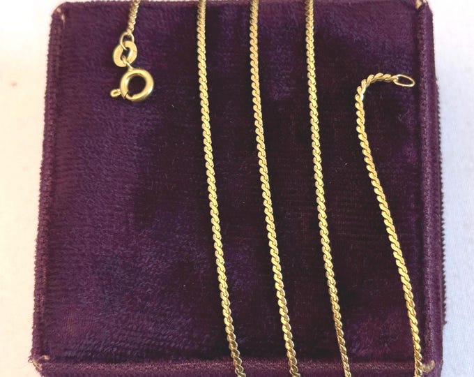 Vintage Gold Necklace - Unoaerre 18K Yellow Gold Serpentine S Link Chain ITALY 24” Layering Necklace - Retro Uno-A-Erre - Gift Woman or Girl