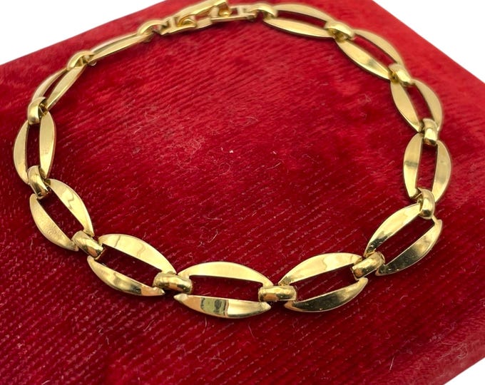 Vintage 14K Gold Filled Oval Link Bracelet - GF Links  Hallmark WER WRE W.E. Richards - Mid Century Estate Jewelry 1950s Modern Minimal Gift