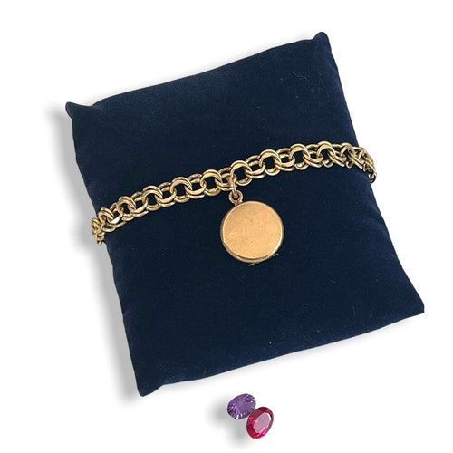 Vintage Jacoby Bender Gold Filled Locket Bracelet - Round Charm on Double Link Chain - Estate Jewelry Ca 1930-1940s Hallmarked sales JB