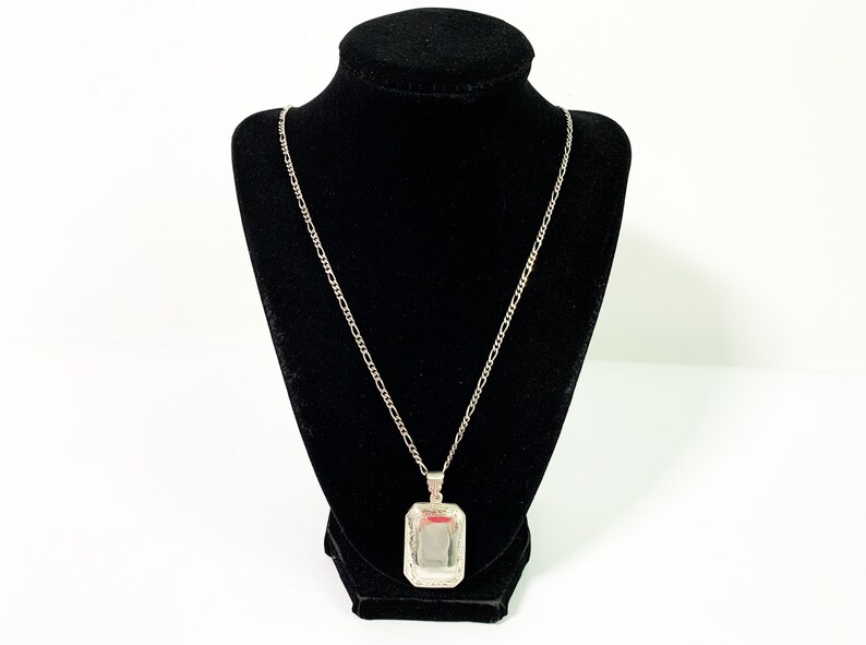Large Rectangular Sterling Silver Locket Necklace on Long Etsy
