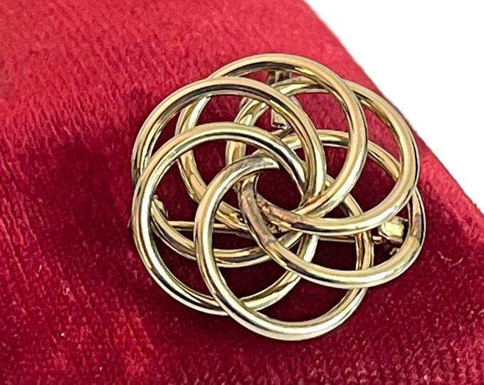 Vintage 12K Gold Filled Brooch & Pendant Converter - Round Knot Pin or Necklace Pendant - Retro Era Hallmark Carl Art Estate Jewelry