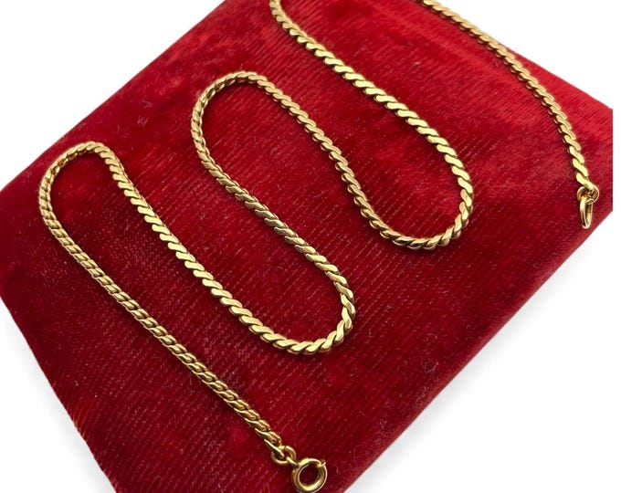 Vintage 12K Gold Filled Serpentine Chain Necklace - 16 Inch S Link Minimalist Layering Jewelry