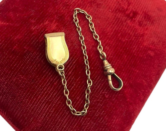 Antique Edwardian Gold Filled Pocket Watch Chain with Vest Clip - Estate Jewelry w/ JFSS Hallmark on Dog Chain Clip Clasp